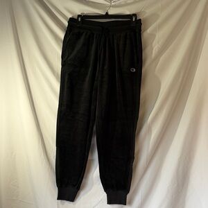 Champion Black Velour Joggers with Small Logo